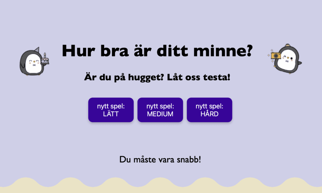Memory game created in javascript