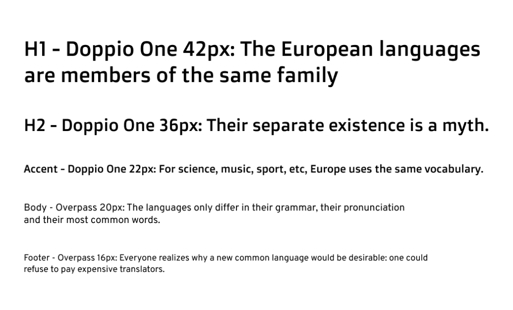 Case study UX, type faces