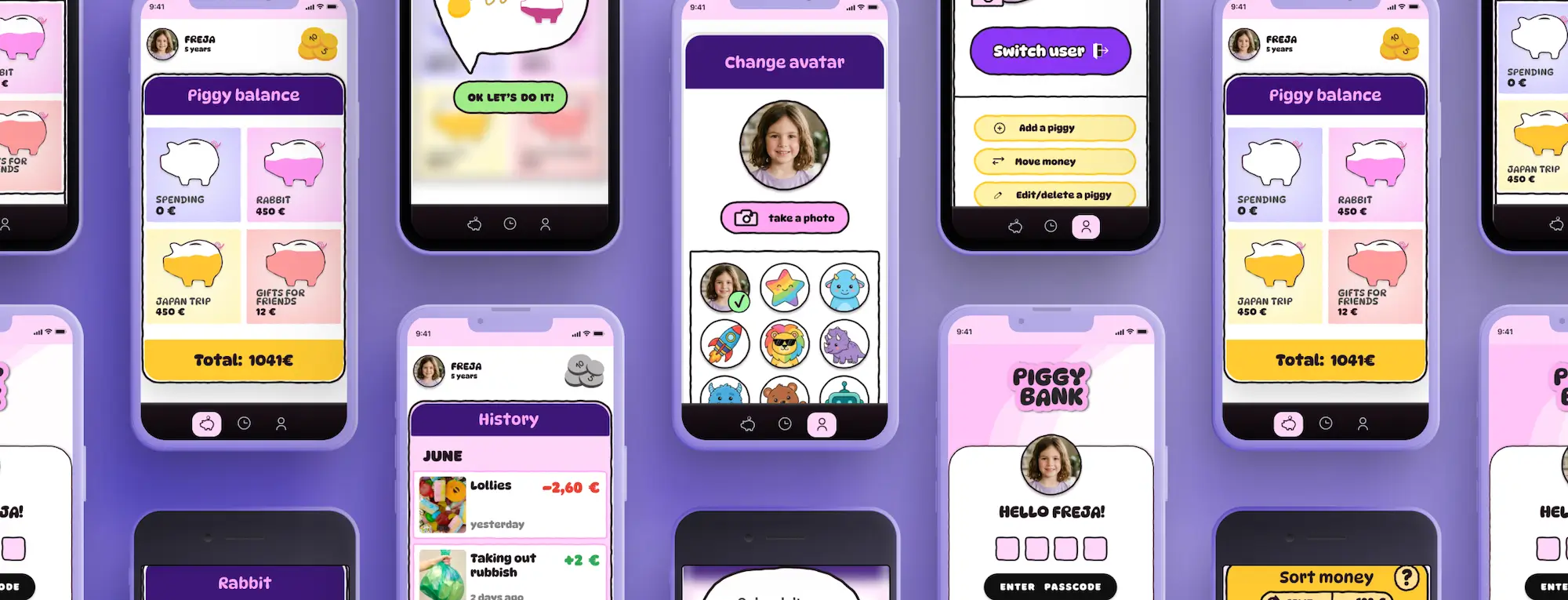 Piggy Bank app mockups